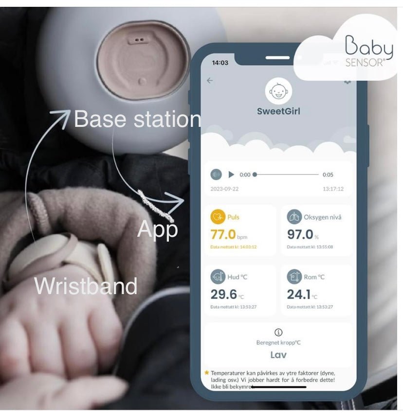 BabySensor Relax - Smart babycall med sensor og 4G (alltid på nett) - BabySensor